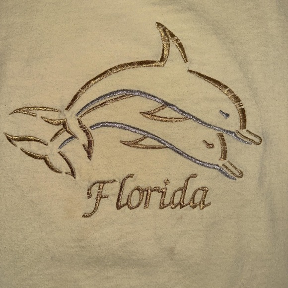 Alstyle Shirt Mens XL Yellow Florida Dolphins Embroidered Graphic Tee Souvenir - Picture 2 of 8